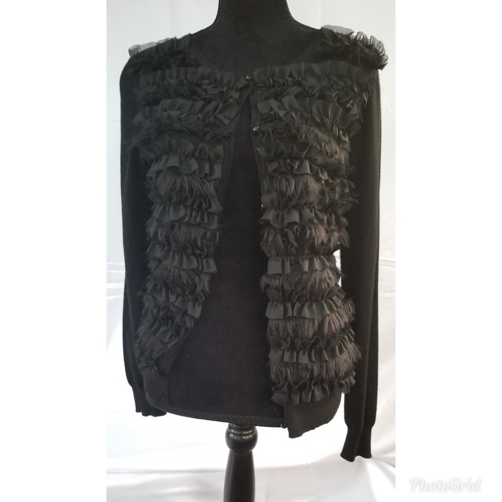 Once 1 Again Small Black Faux Fur Cardigan